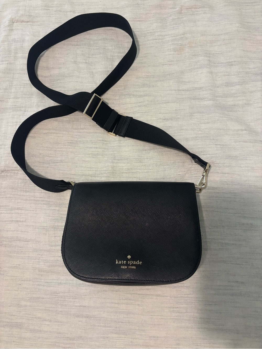kate spade black Saffiano Crossbody Bag with Wide Strap